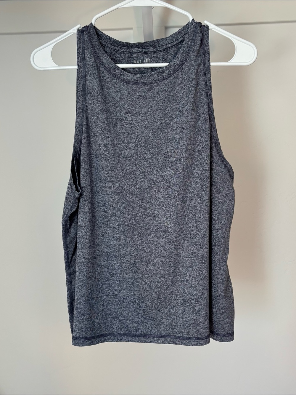 Athleta Heather Grey/Blue Racerback Performance Tank